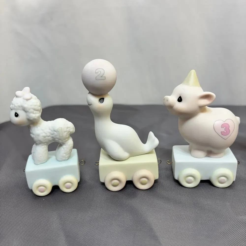 Vintage Precious Moments Birthday Train Figurines Lot of 7; 1-5 and 7-8 No Boxes